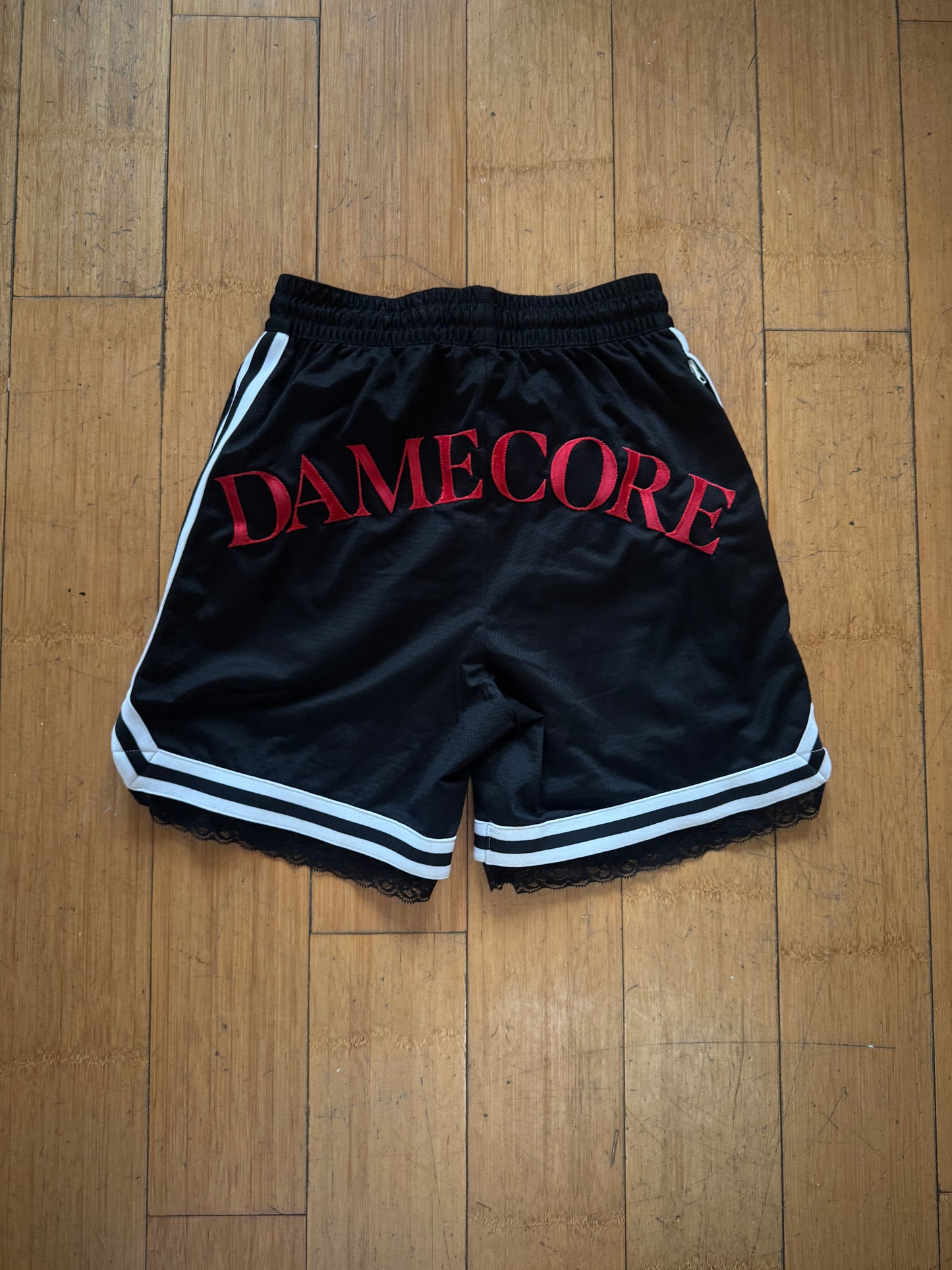 BLACK & WHITE PIPED BASKETBALL SHORTS