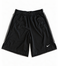 Black reworked vintage Nike basketball shorts with black lace hem, DAMECORE