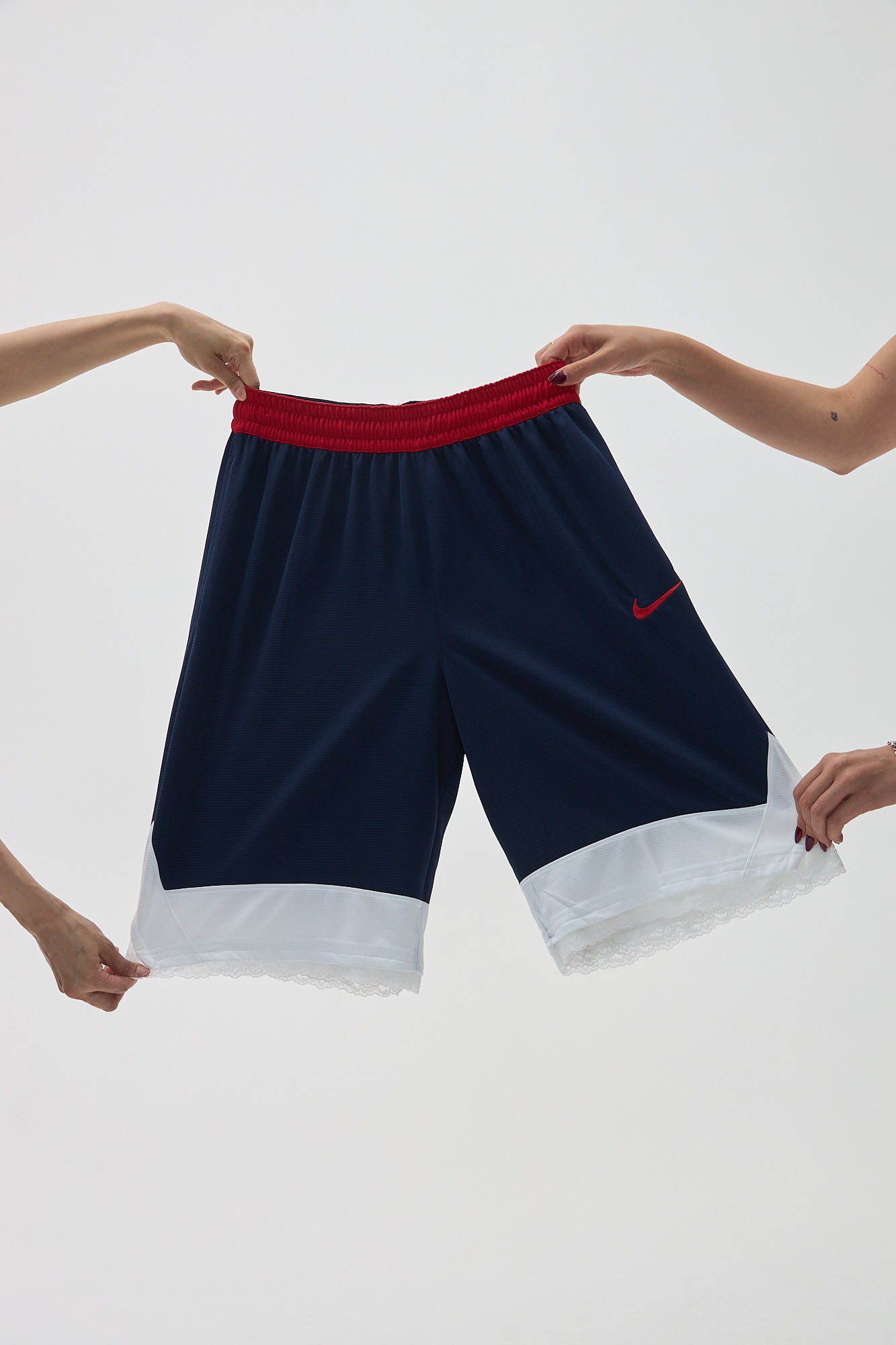 Navy Lace Women's Basketball Shorts