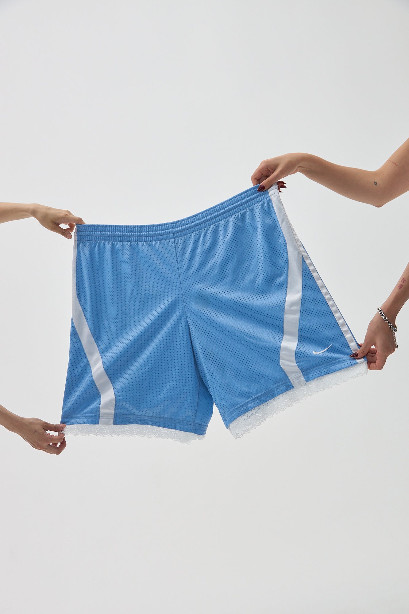 Light Blue Lace Women's Basketball Shorts