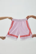 Pastel Pink Lace Women's Basketball Shorts