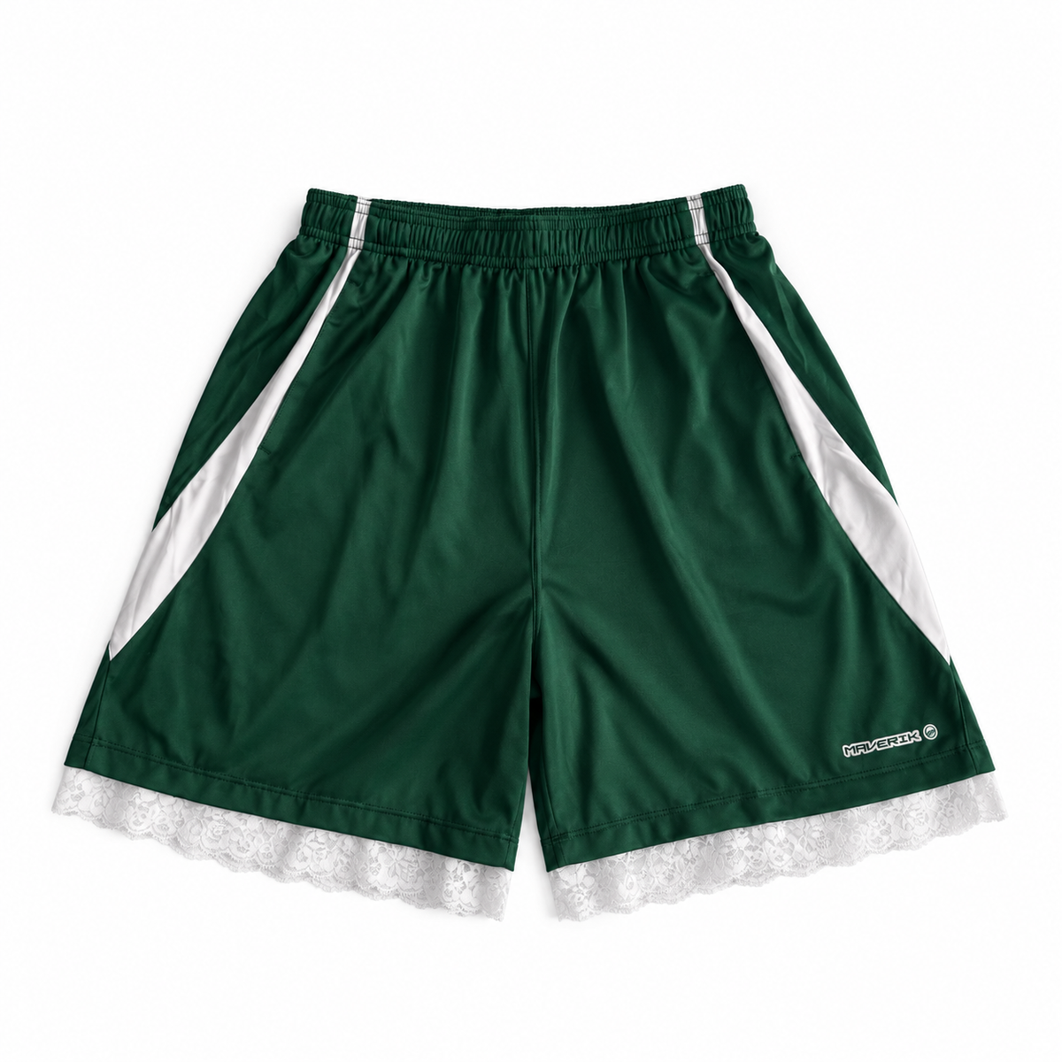 Green & White Lace Basketball Shorts | XL