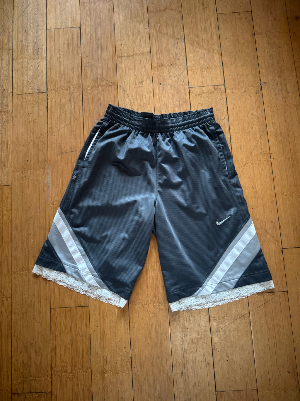 Reworked Vintage Women's Basketball Shorts — Lace Trim | Damecore