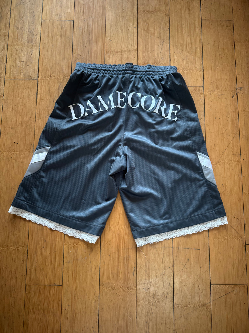 Reworked Vintage Women's Basketball Shorts — Lace Trim | Damecore