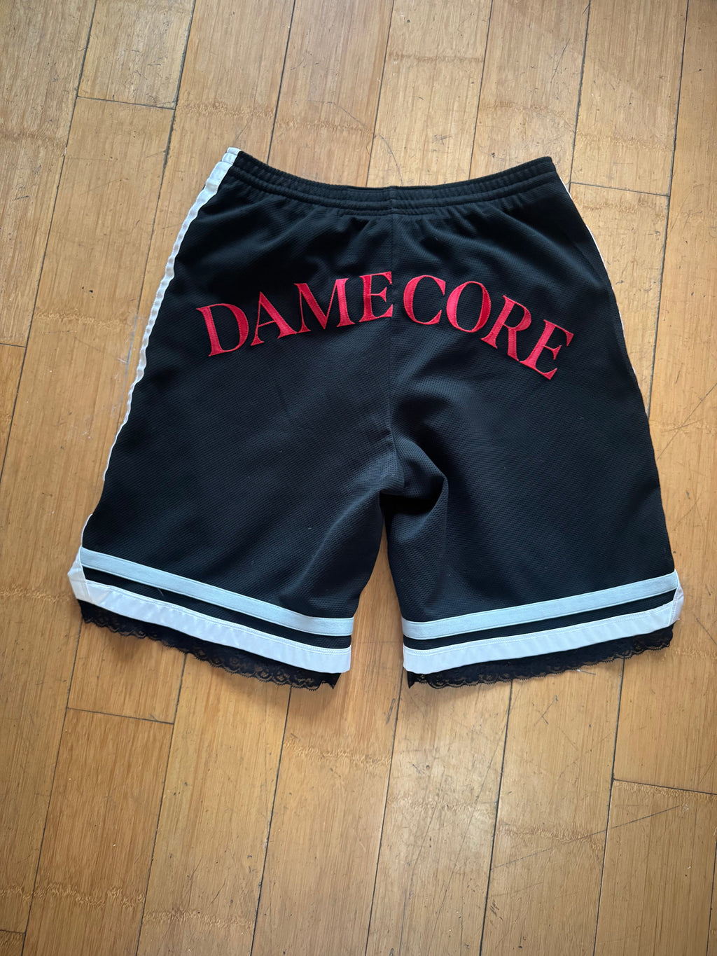 BLACK WITH SILVER/WHITE LINING BASKETBALL SHORTS