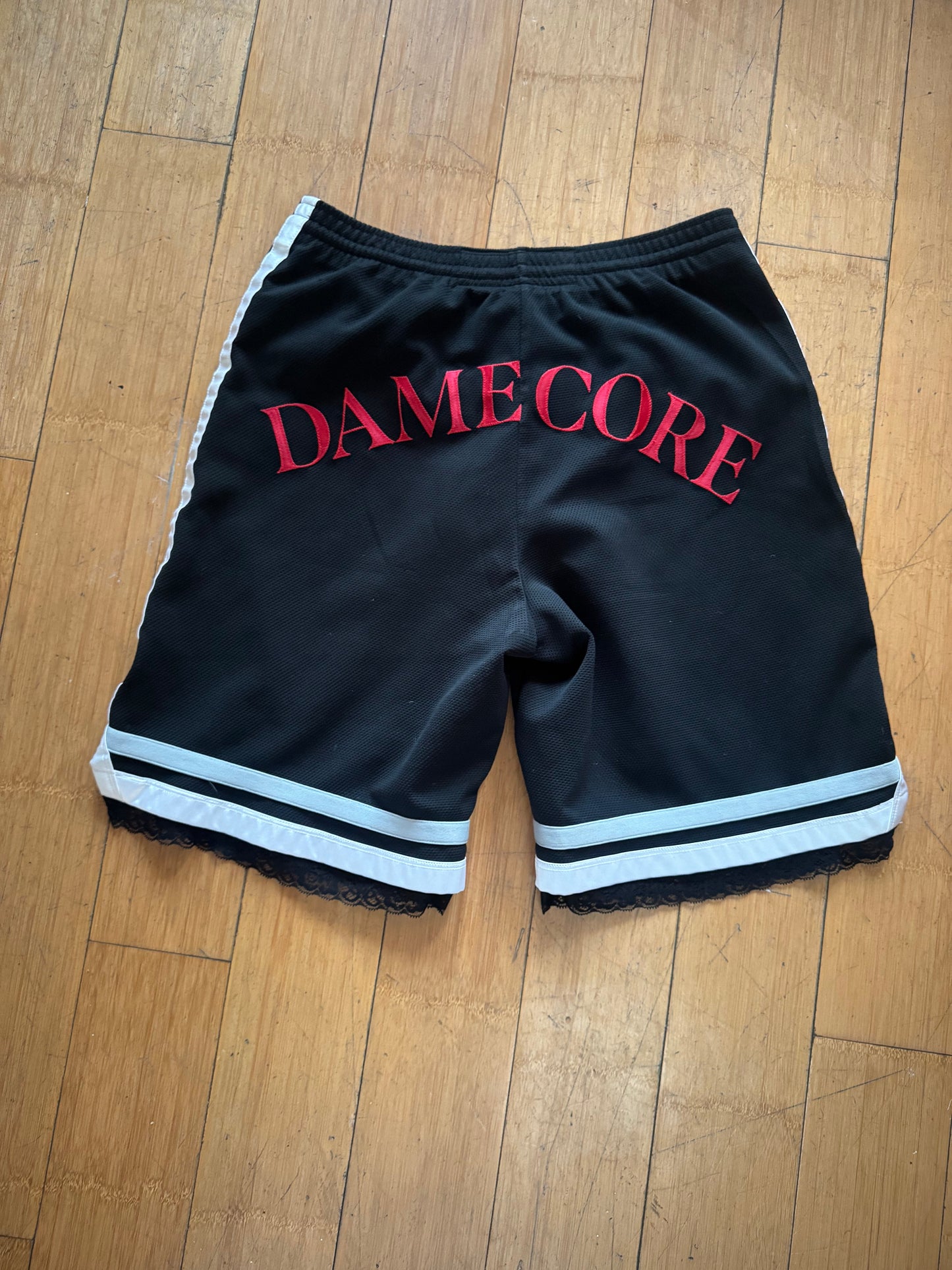 BLACK WITH SILVER/WHITE LINING BASKETBALL SHORTS