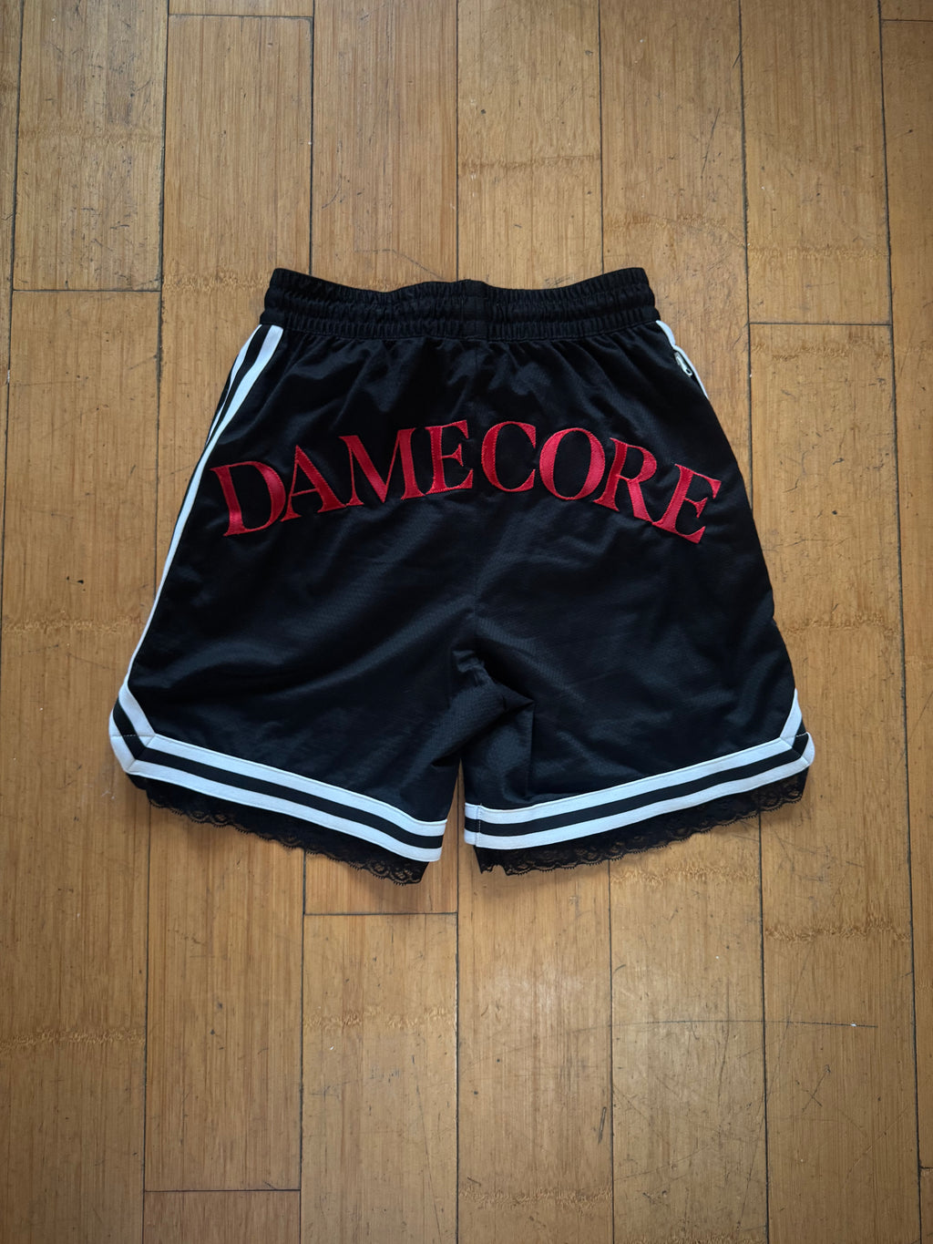 BLACK & WHITE PIPED BASKETBALL SHORTS