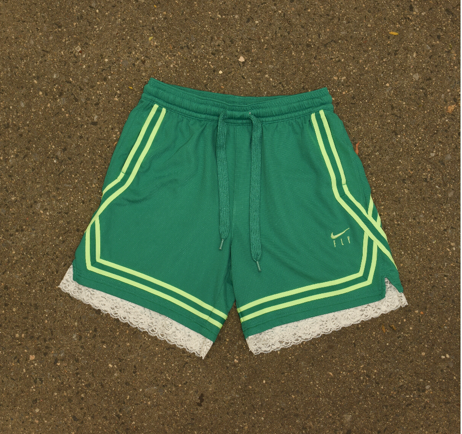 Dark Green & Lime Lace Women's Basketball Shorts