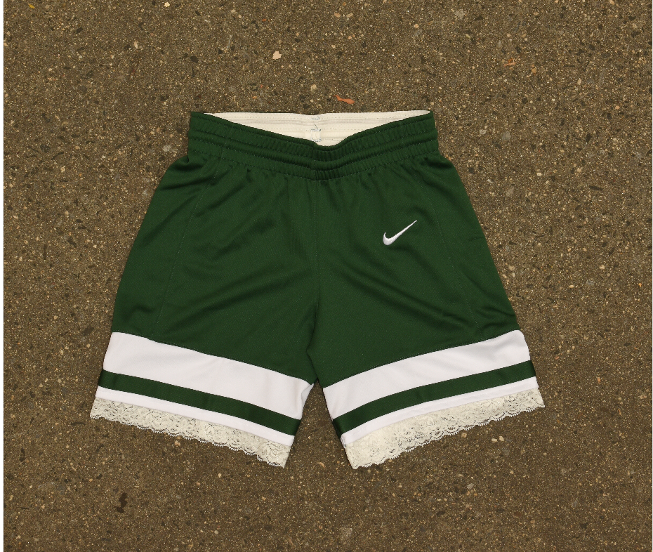 Green & White Lace Basketball Shorts