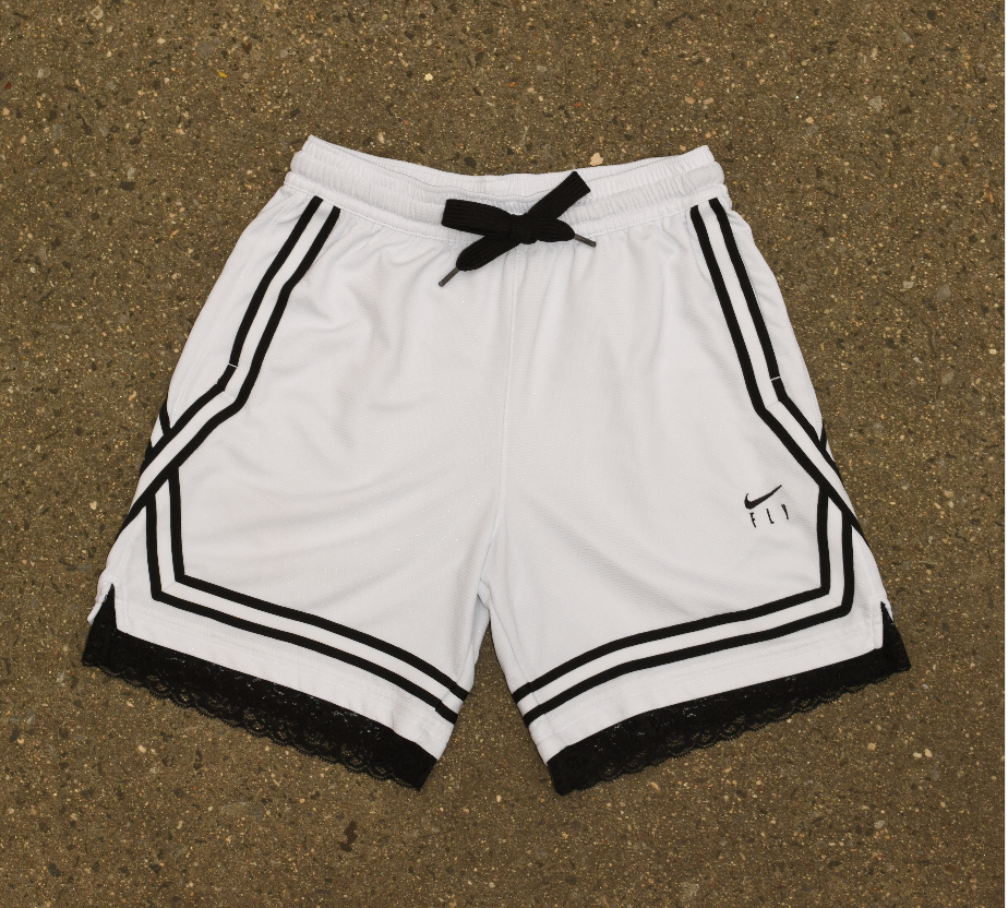 White & Black Lace Women's Basketball Shorts