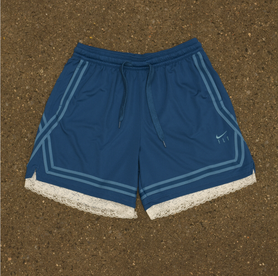 Dark Blue & Light Blue Lace Women’s Basketball Shorts