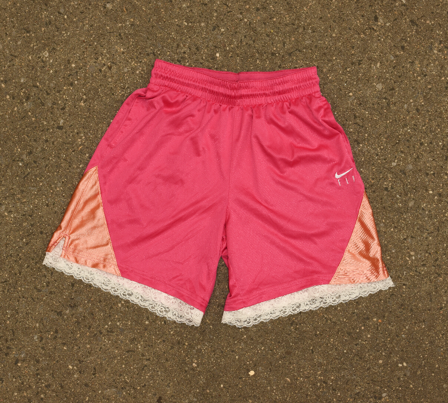 Pink & Gold Lace Women's Basketball Shorts