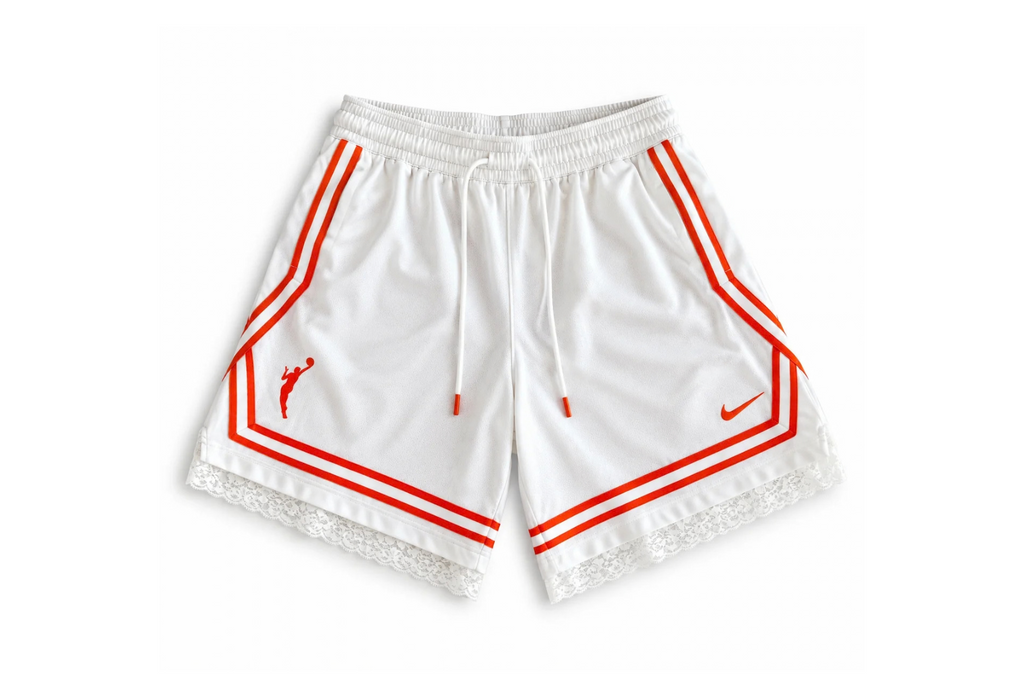 WNBA Inspired Lace Shorts | Orange & White