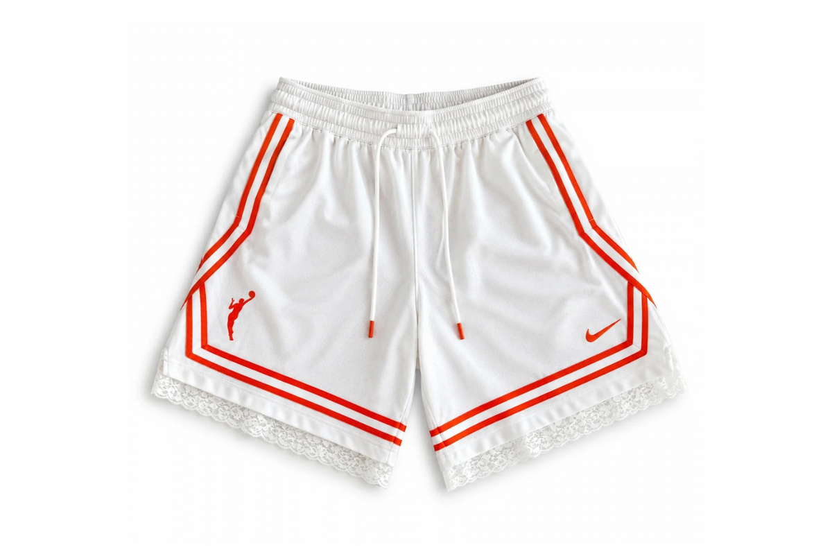 WNBA Inspired Lace Shorts | Orange & White