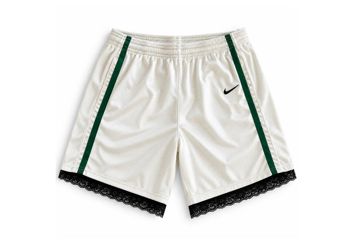 Lynx Inspired Lace Shorts | White & Green