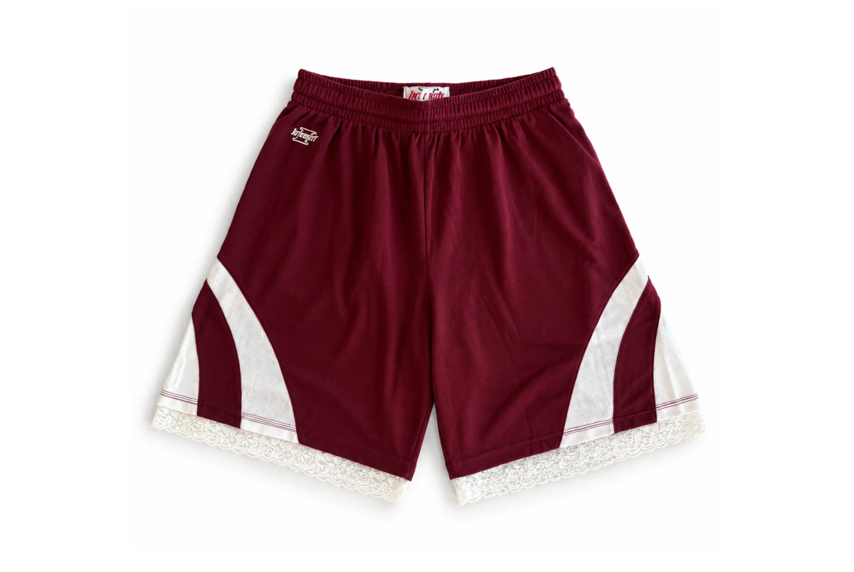 Maroon & White Lace Basketball Shorts