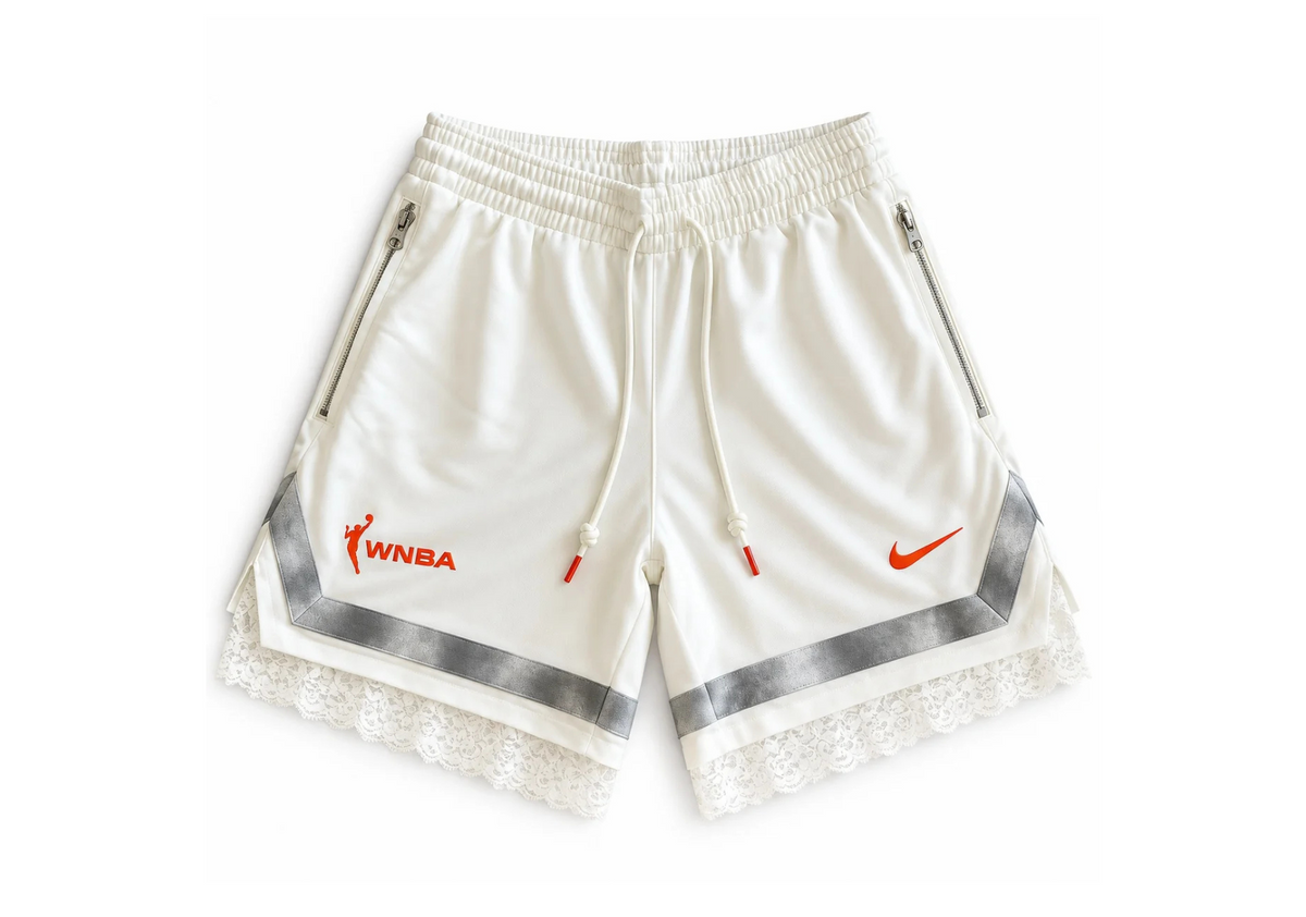 WNBA Inspired Lace Shorts | White & Orange