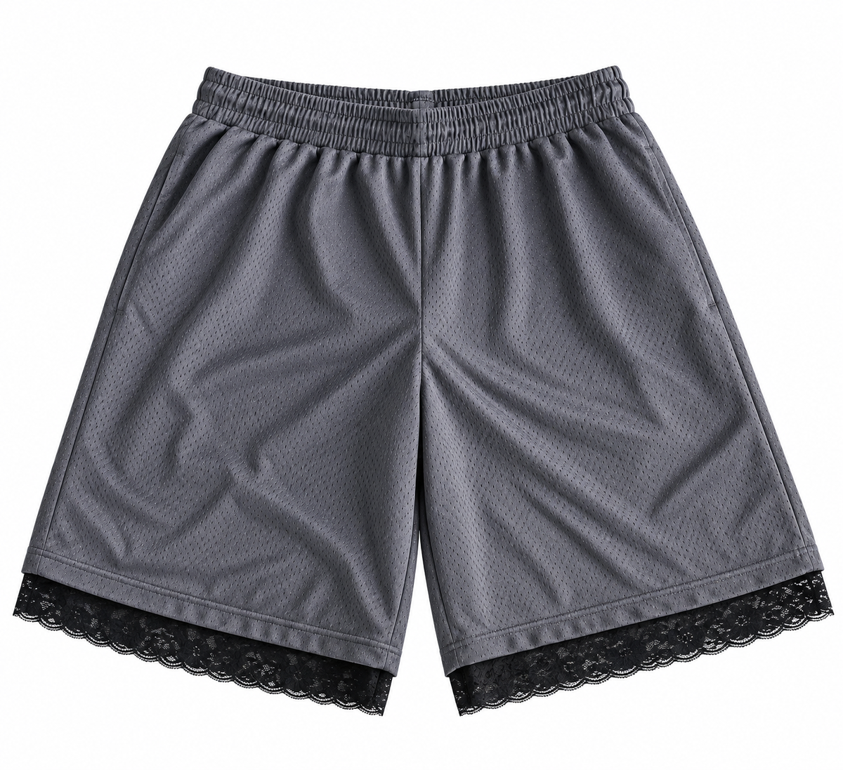 Charcoal Lace Basketball Shorts | M